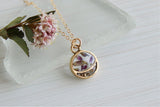 Mini Gold Split Circle Necklace with Flower Petals