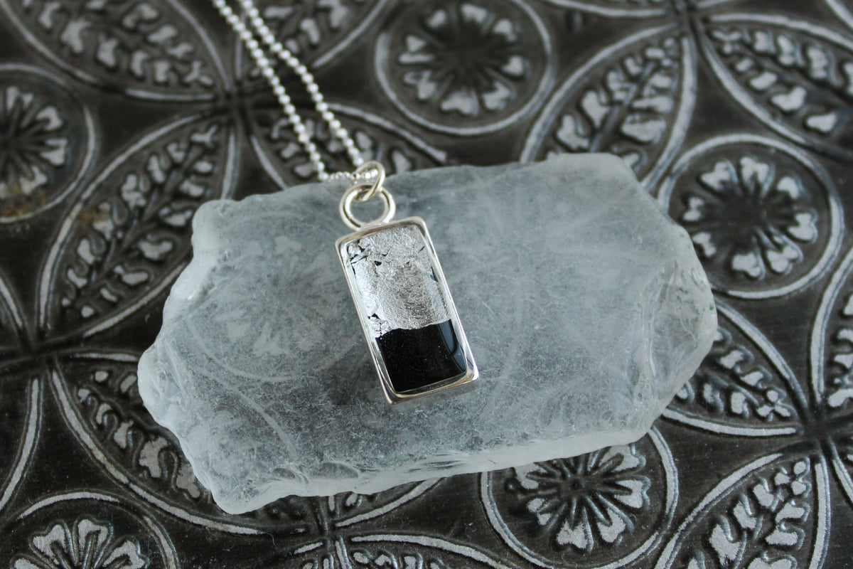 Black and Silver Mini Rectangle Necklace