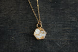 Gold and White Mini Hexagon Necklace