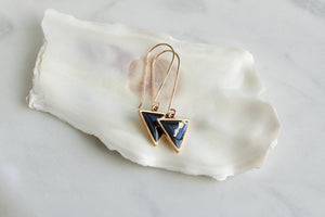 Gold and Black Triangle Earrings