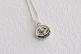 Silver Mini Split Circle Necklace with Flowers