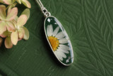 Long Oval Chrysanthemum Necklace in Silver